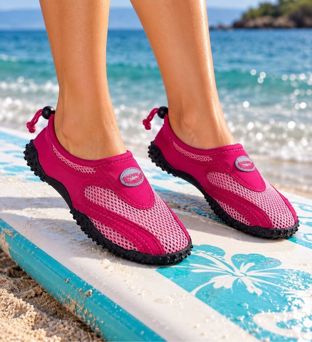 WAVE Water Shoes Womens Pink Mesh Aqua Socks Swim Beach Size 8